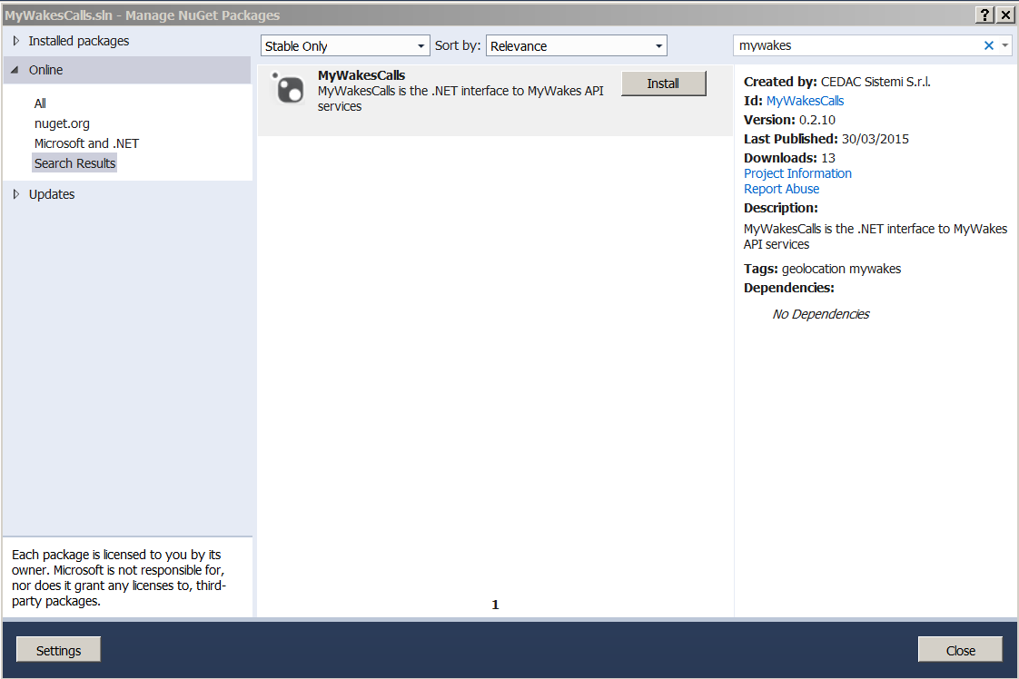 NuGet Package Manager GUI